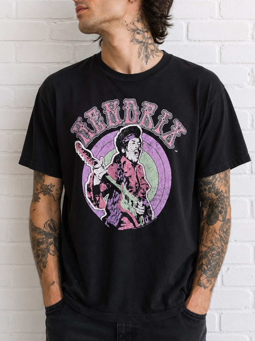 Jimi Hendrix Graphic T Shirt L Classic Rock Psychedelic Band Tee